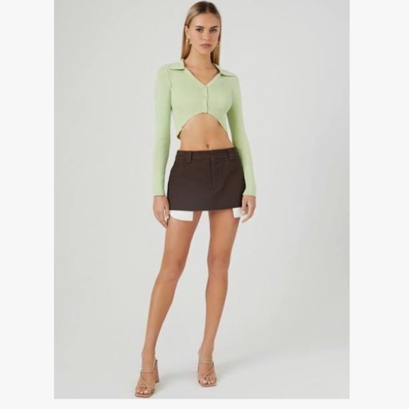 Forever 21 Cropped Cardigan Sweater Pistachio Green Size Small (S) 💚 - Picture 2 of 7